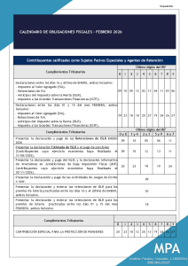 Calendario de obligaciones fiscales febrero 2026